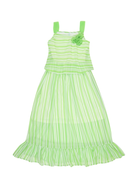 

Poppers by Pantaloons Girl Green & White Striped Fit & Flare Midi Dress