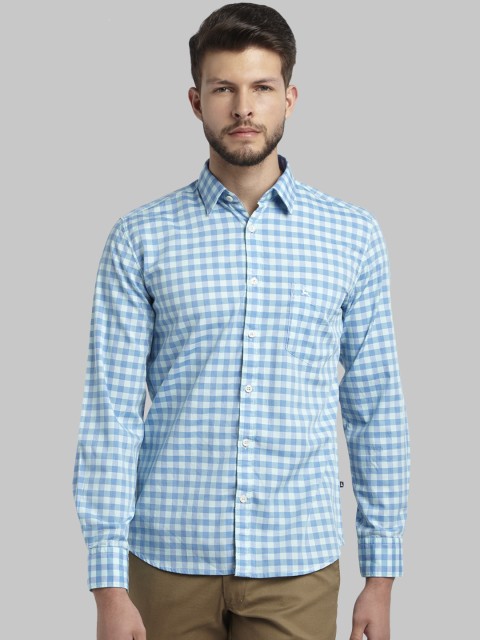 

Parx Men Blue Slim Fit Checked Casual Shirt
