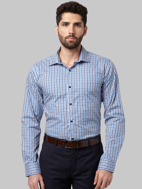 

Park Avenue Men Blue Slim Fit Checked Formal Shirt