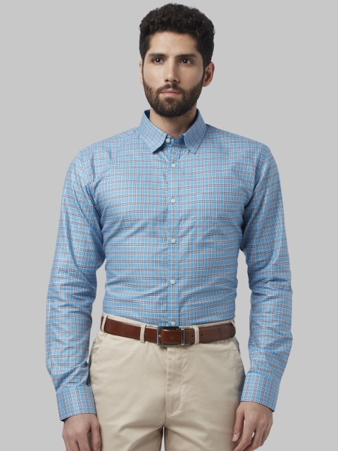 

Park Avenue Men Blue Slim Fit Checked Formal Shirt