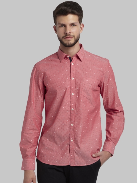 Parx Men Pink Slim Fit Printed Casual Shirt
