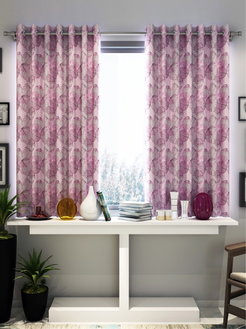 Divine Casa Pink & Black Set of 2 Window Curtains