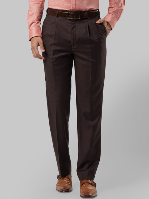 

Raymond Men Brown Regular Fit Self Design Formal Trousers