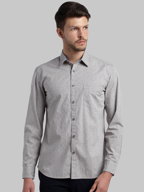 

Parx Men Grey & Red Slim Fit Printed Casual Shirt