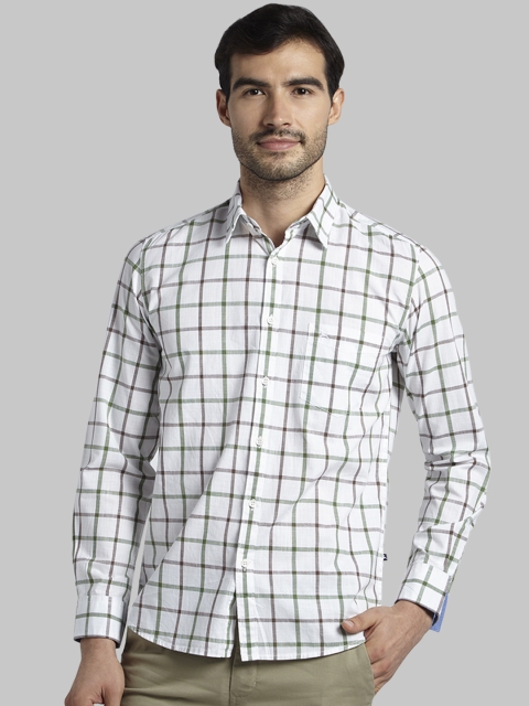 

Parx Men White & Green Slim Fit Checked Casual Shirt