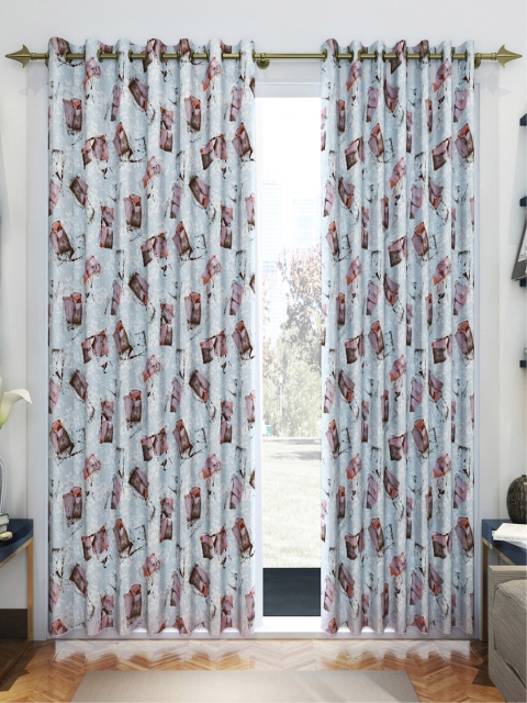 

Divine Casa Blue & White Set of 2 Door Curtains