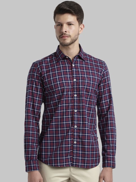 

Parx Men Blue Slim Fit Checked Casual Shirt