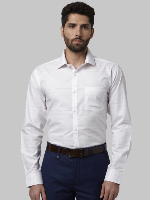 

Park Avenue Men Off-White Slim Fit Striped Formal Shirt