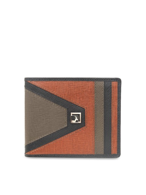 

Da Milano Men Brown Colourblocked Two Fold Wallet