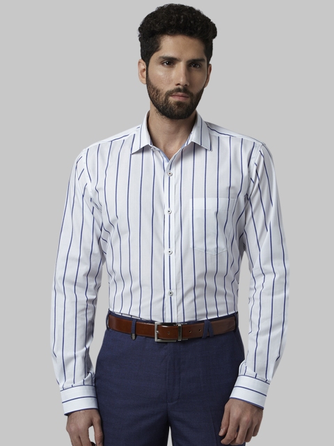 

Park Avenue Men Blue & White Slim Fit Striped Formal Shirt