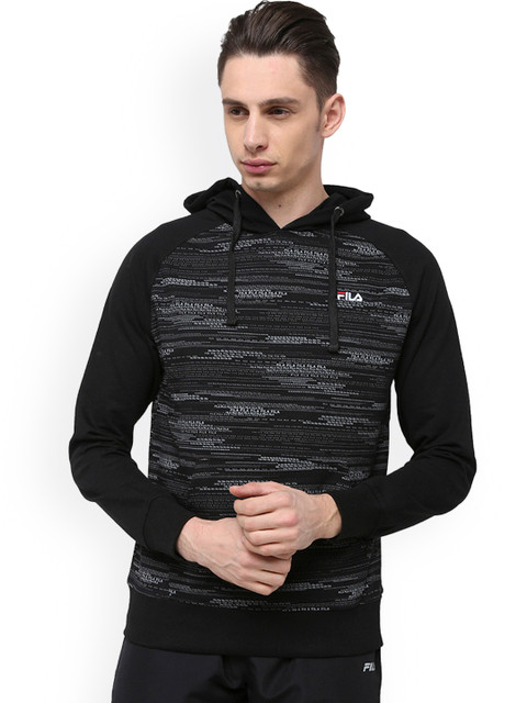 

FILA Men Black Printed Hooded Sweatshirt