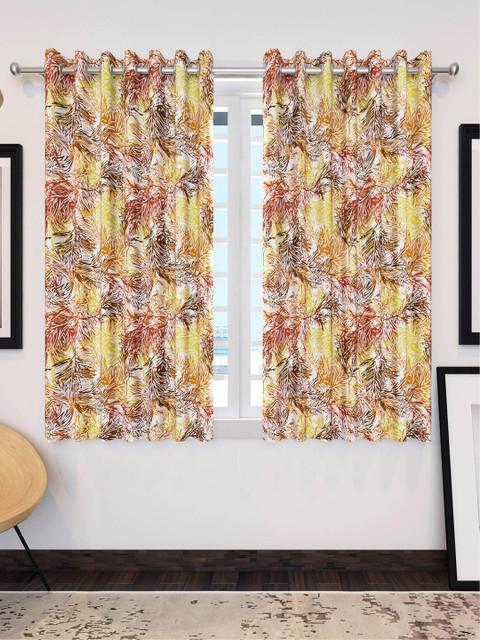 

Divine Casa Brown & Yellow Set of 2 Window Curtains