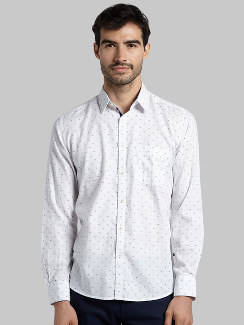 

Parx Men White Slim Fit Printed Casual Shirt
