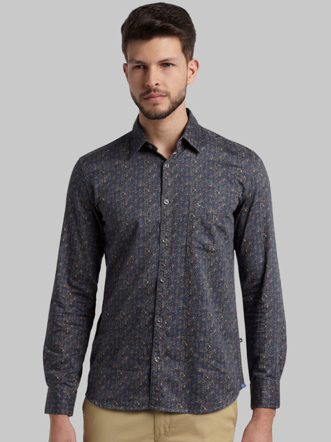 

Parx Men Grey Slim Fit Printed Casual Shirt