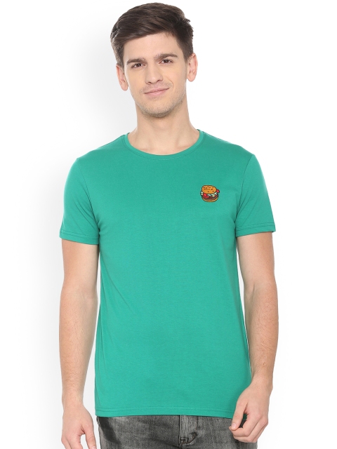 

People Men Green Solid Round Neck T-shirt