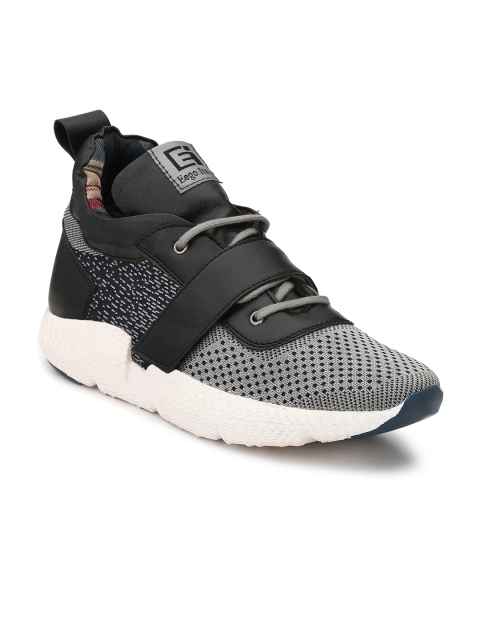 

Eego Italy Men Grey Woven Design Synthetic High-Top Sneakers