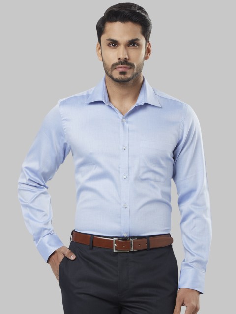 

Raymond Men Blue Regular Fit Self Design Formal Shirt