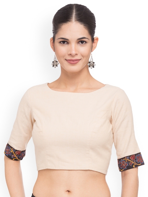 

Just B Women Off-White Solid Saree Blouse