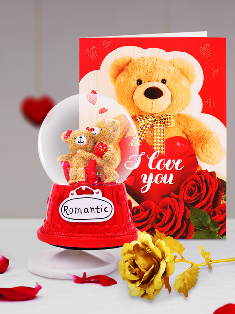 

Archies Red Showpiece with Rose & Greeting Card