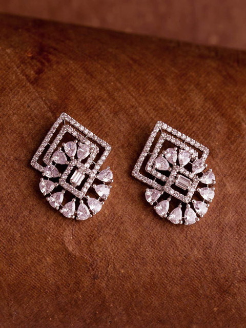 

Voylla Silver-Toned Contemporary Studs