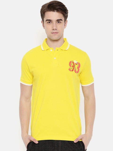 Masculino Latino Men Yellow Solid Polo Collar T-shirt