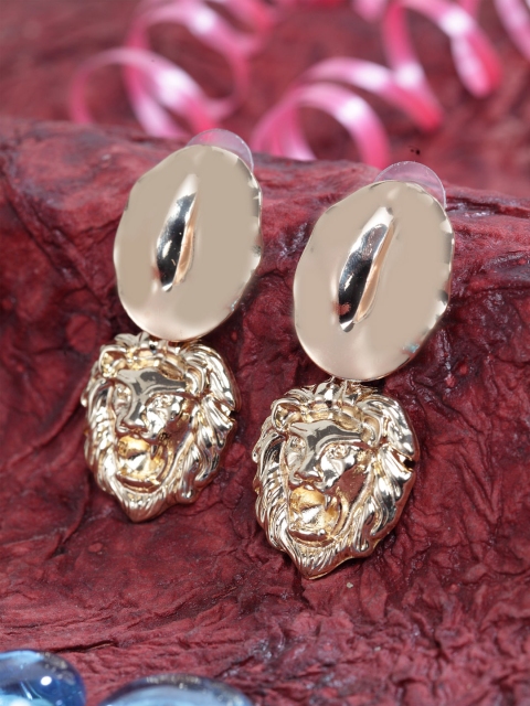 

SASSAFRAS Gold-Toned Quirky Drop Earrings