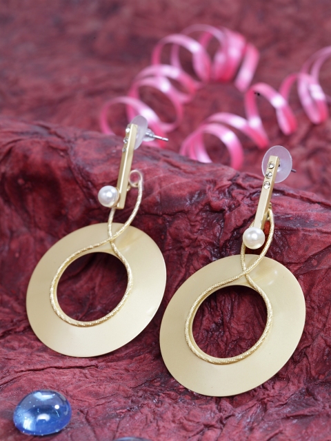 

SASSAFRAS Gold-Toned Circular Drop Earrings