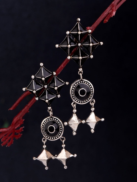 

Voylla Silver-Plated and Black Oxidised Jhumka
