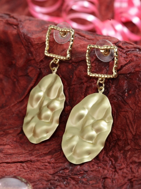 

SASSAFRAS Gold-Toned Contemporary Drop Earrings