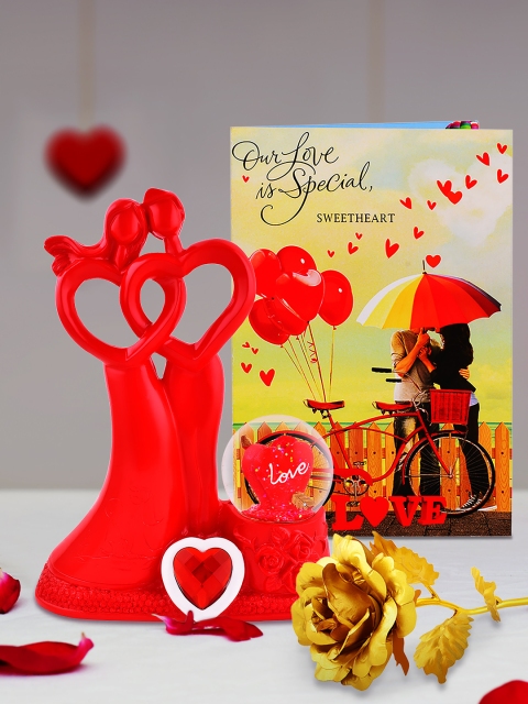 

Archies Red Showpiece with Rose & Greeting Card