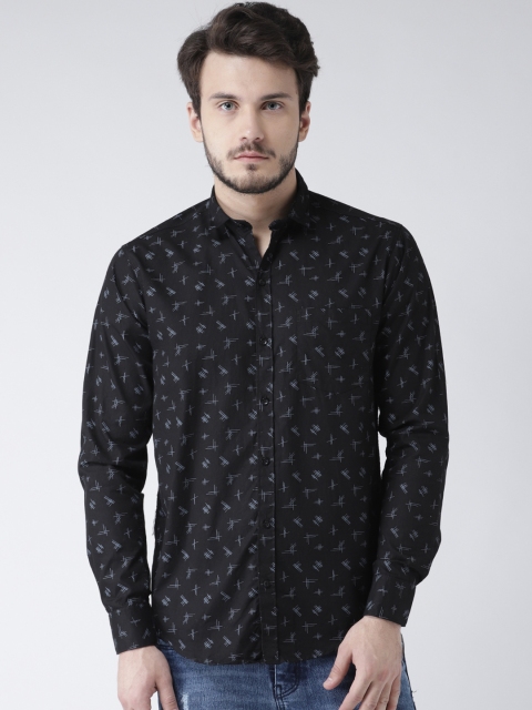 

Routeen Men Black Modern Slim Fit Printed Casual Shirt