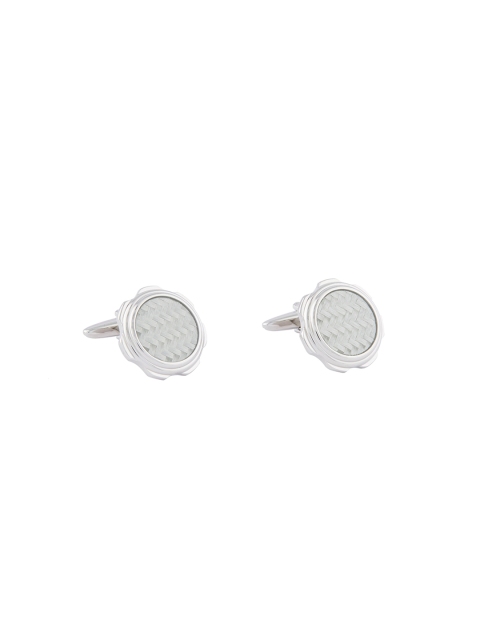 

shaze Silver-Toned Round Cufflinks