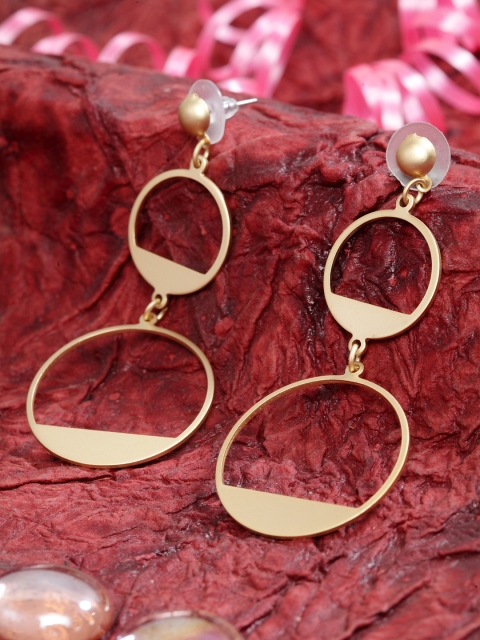 SASSAFRAS Gold-Toned Circular Drop Earrings