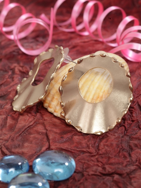 

SASSAFRAS Gold-Toned Contemporary Drop Earrings