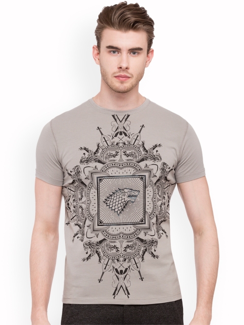 

Status Quo Men Taupe Printed Round Neck T-shirt