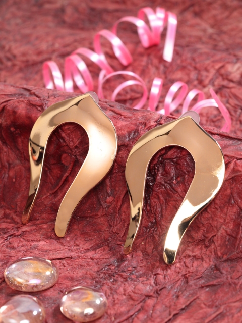 

SASSAFRAS Gold-Toned Contemporary Drop Earrings