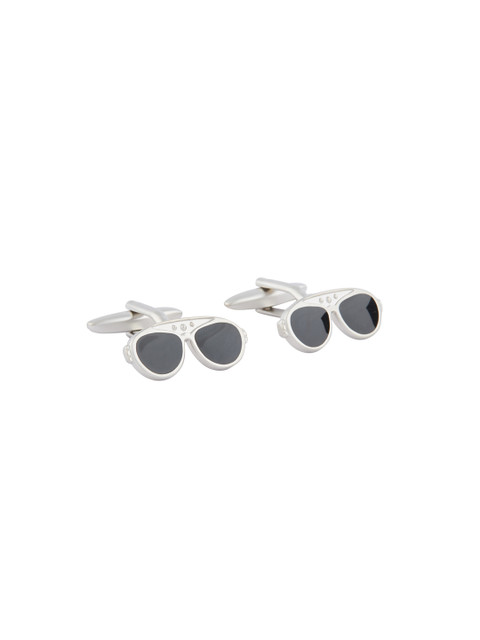 

shaze Black & Silver-Toned Quirky Cufflinks