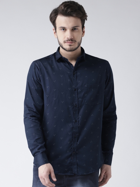 

Routeen Men Blue Modern Slim Fit Printed Casual Shirt