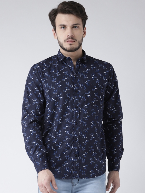 

Routeen Men Blue Modern Slim Fit Printed Casual Shirt