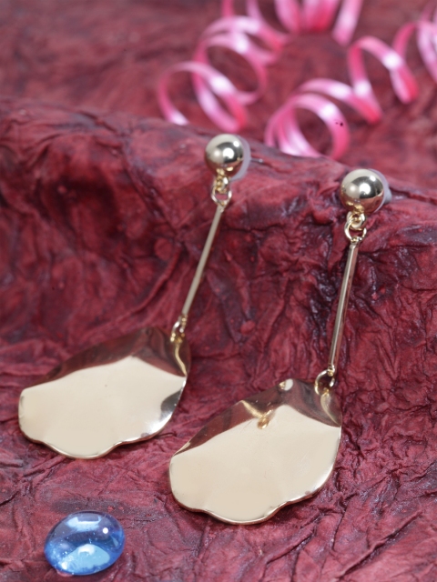

SASSAFRAS Gold-Toned Contemporary Drop Earrings
