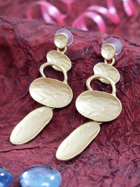 

SASSAFRAS Gold-Toned Contemporary Drop Earrings