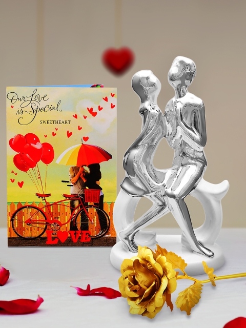 

Archies Multicoloured Combo of Love Figurine, Rose & Greeting Card, Multi