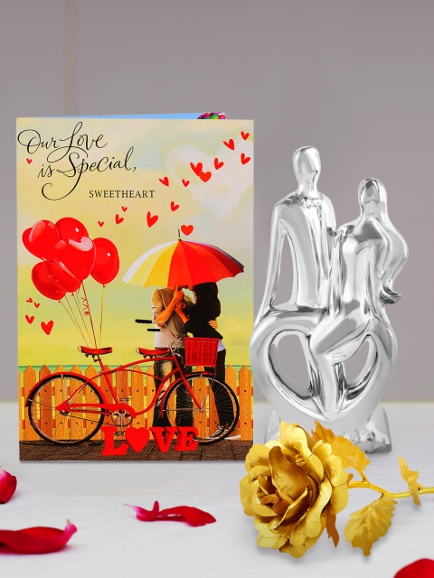 

Archies Multicoloured Love Figurine with Rose & Greeting Card, Multi