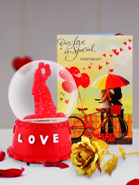 

Archies Multicoloured Combo of Love Figurine, Rose & Greeting Card, Multi