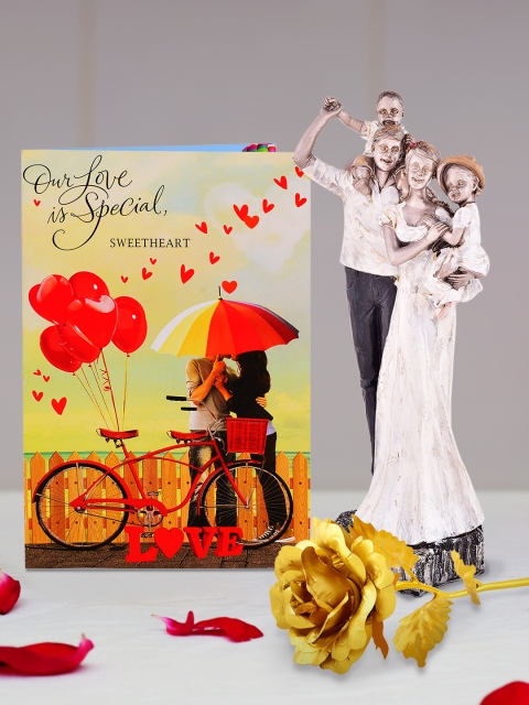 

Archies Multicoloured Love Figurine with Rose & Greeting Card, Multi