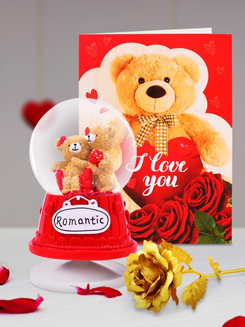 

Archies Red Showpiece with Rose & Greeting Card