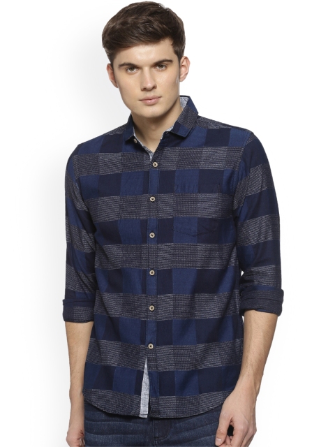 

Campus Sutra Men Blue & Grey Regular Fit Checked Casual Shirt
