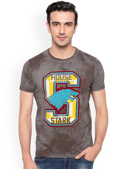 

Status Quo Men Olive Green Printed Round Neck T-shirt