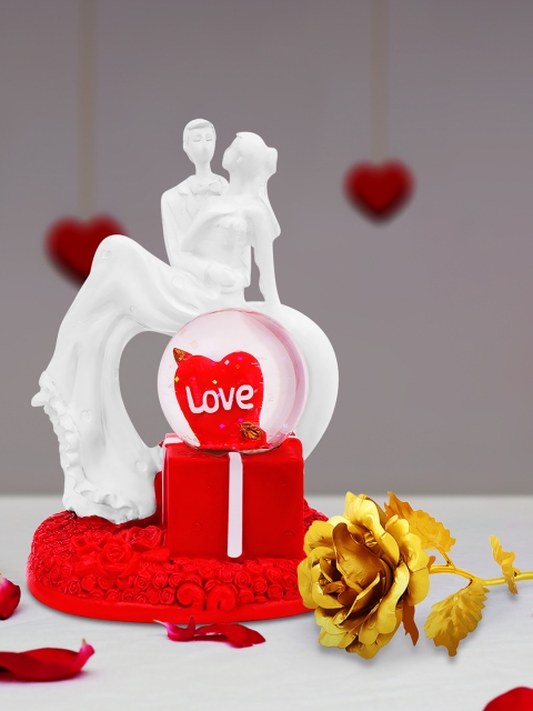 Archies Multicoloured Combo of Love Figurine & Rose, Multi