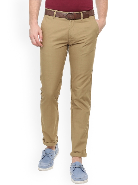 

Peter England Casuals Men Khaki Slim Fit Solid Regular Trousers